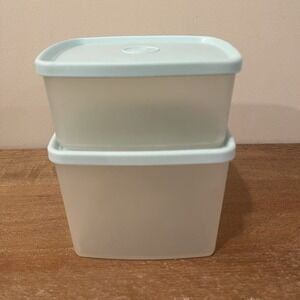 VTG Tupperware Sheer Freezer Storage Containers Mint Lids Made in USA Lot of 2